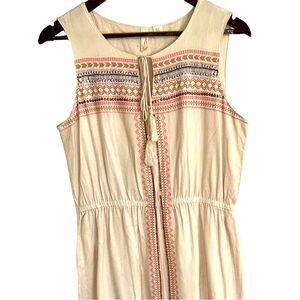 Kenji cream embroidered boho sleeveless lined dress women 8